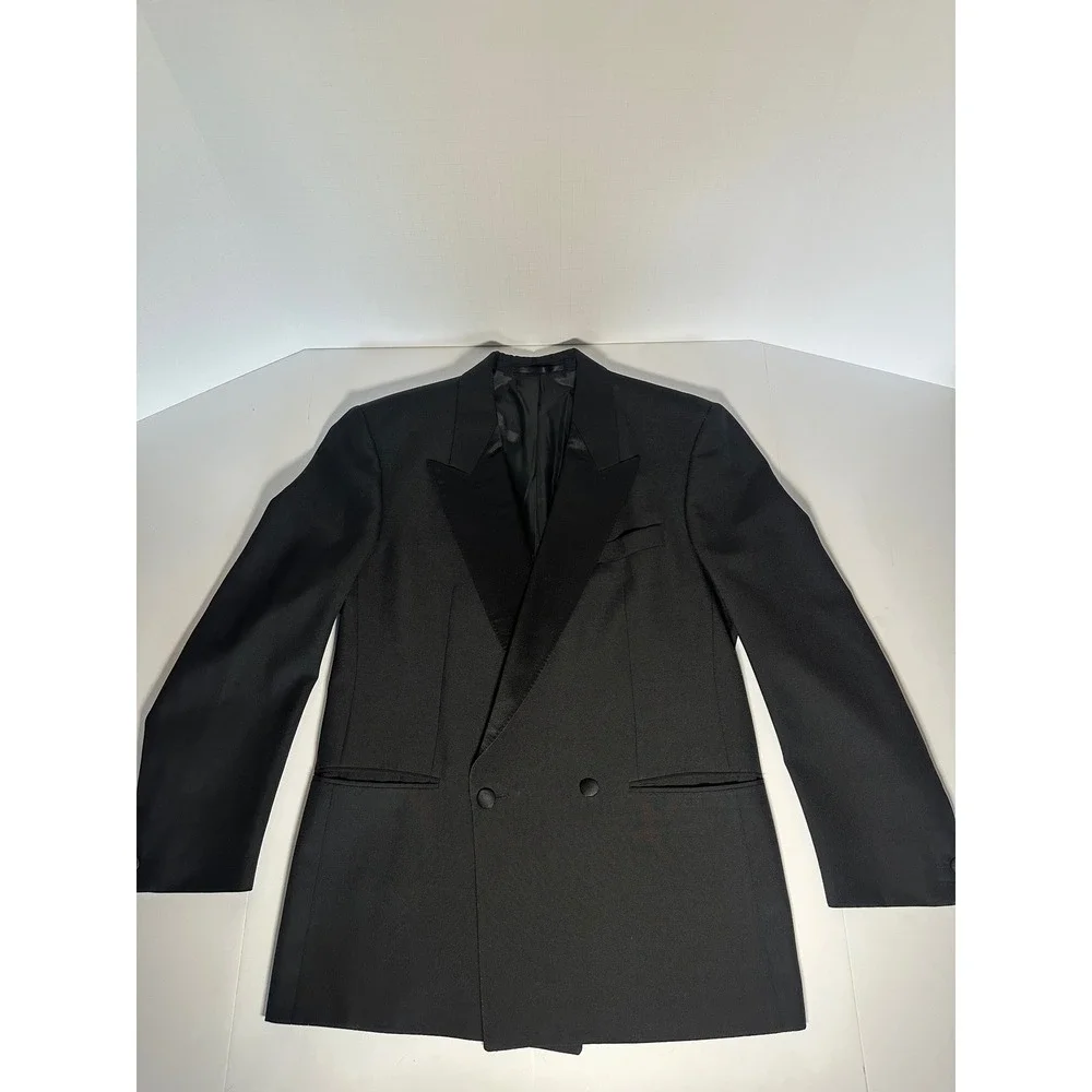 Salvatore Dino Roma Louis Copeland Mens Black Double Breasted Tuxedo Jacket 38R